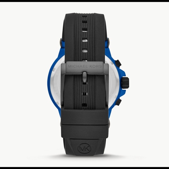 MICHAEL KORS DYLAN BLACK SILICONE STRAP WATCH - Picture 2 of 12